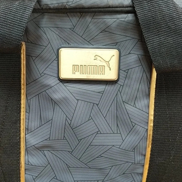 PUMA Duffle Bag Black and Grey with Gold Hardware Gym Workout - Picture 3 of 14